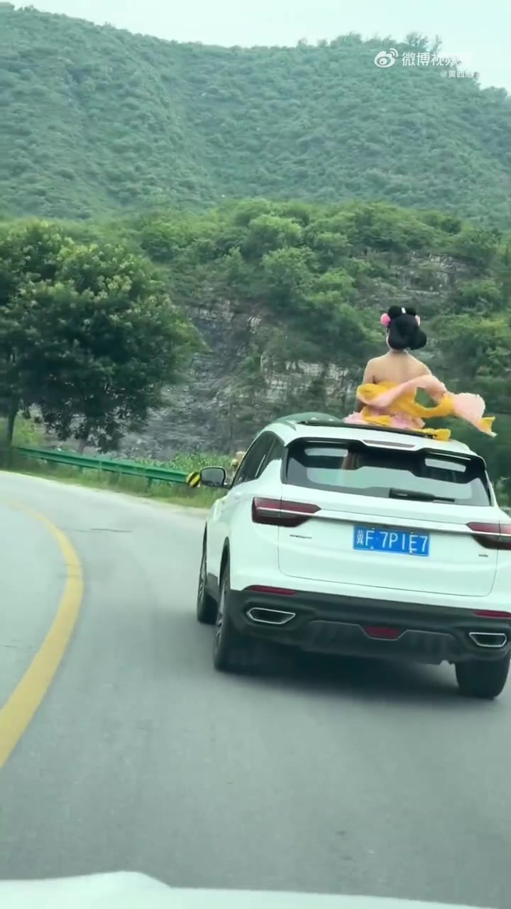 车顶上的姑娘肯定觉得自己像个仙女（视频 1/1）